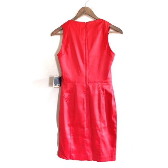 Rachel Roy NWT Geranium Red Silk Effect Sheen Sheath Dress 2 - Picture 6 of 9